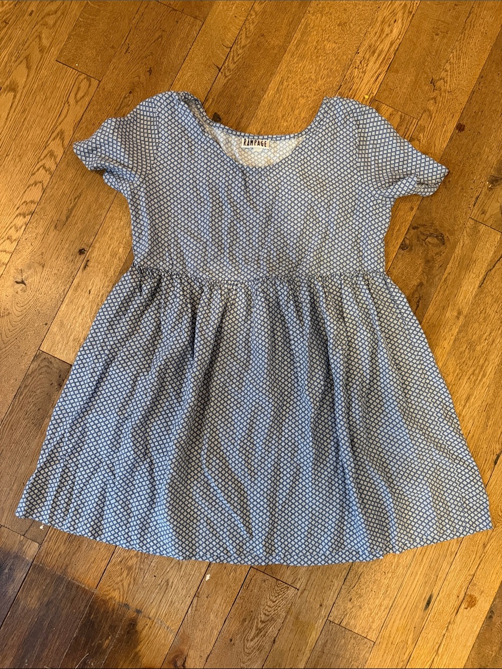 Rampage Light Blue Diamond-Print Mini Dress